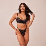 Lounge blossom parveke rintaliivit & stringit musta alusvaatteet naiset D46R263