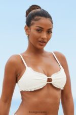 Lounge hawaii-kuvioinen bikinipaita kerma uimapuvut naiset D46R26992