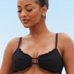 Lounge hawaii-kuvioinen bikinipaita musta uimapuvut naiset D46R26998