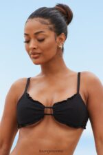 Lounge hawaii-kuvioinen bikinipaita musta uimapuvut naiset D46R26998