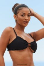 Lounge hawaii-kuvioinen bikinipaita musta uimapuvut naiset D46R26998 - Image 3