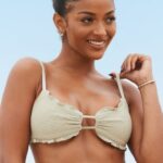 Lounge hawaii-kuvioinen bikinipaita oliivi uimapuvut naiset D46R26994