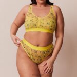 Lounge kukkaverkkoinen bralette & stringit keltainen alusvaatteet naiset D46R26229 - Image 11