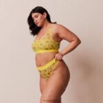 Lounge kukkaverkkoinen bralette & stringit keltainen alusvaatteet naiset D46R26229 - Image 3