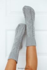 Lounge mukavat neulotut sukat harmaa vaatteet naiset D46R26935
