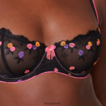 Lounge neon parvekeliivit & g-string setti musta alusvaatteet naiset D46R2662 - Image 7