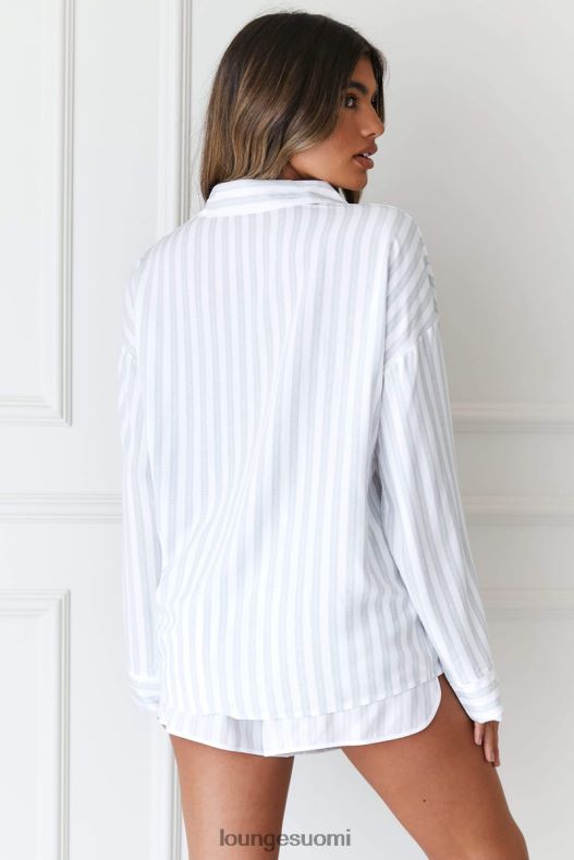 Lounge pinstripe pyjama paita & shortsit setti pakkasta vaatteet naiset D46R26966 - Image 2