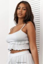 Lounge röyhelö pyjama-cami-toppi pakkasta vaatteet naiset D46R26920 - Image 3