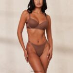 Lounge sileät mesh-t-paitarintaliivit & stringit/housut kastanja alusvaatteet naiset D46R26122