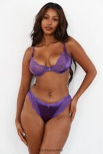Lounge silkkiset parvekerintaliivit & stringit/housut violetti alusvaatteet naiset D46R2652 - Image 8