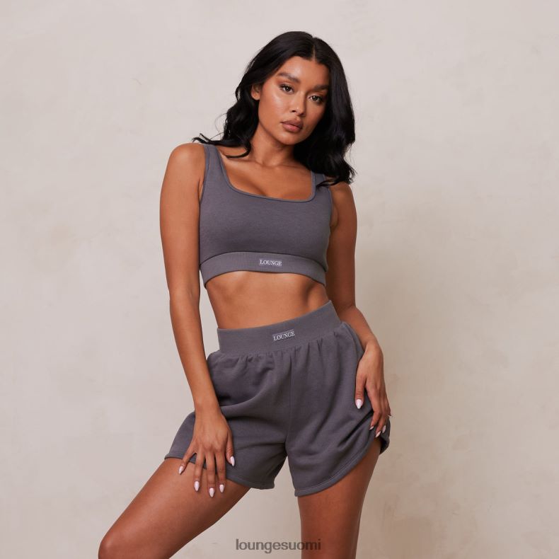 Lounge välttämätön crop top & shortsit setti puuhiili vaatteet naiset D46R26860 - Image 1