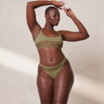 Lounge verkkorintaliivit & stringit/housut khaki alusvaatteet naiset D46R26186