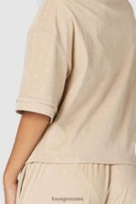 Lounge ylellinen kohokuvioitu pyjamapaita minkki vaatteet naiset D46R26955 - Image 4