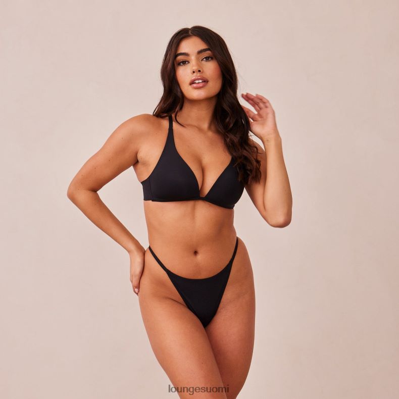 Lounge Kevyet, lankamattomat uppoavat t-paitarintaliivit & stringit/housut musta alusvaatteet naiset D46R26226