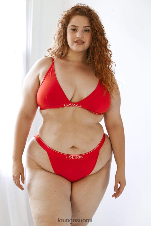 Lounge bambu minikolmio rintaliivit & stringit/housut setti punainen alusvaatteet naiset D46R26211