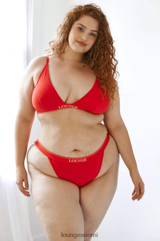 Lounge bambu minikolmio rintaliivit & stringit/housut setti punainen alusvaatteet naiset D46R26211