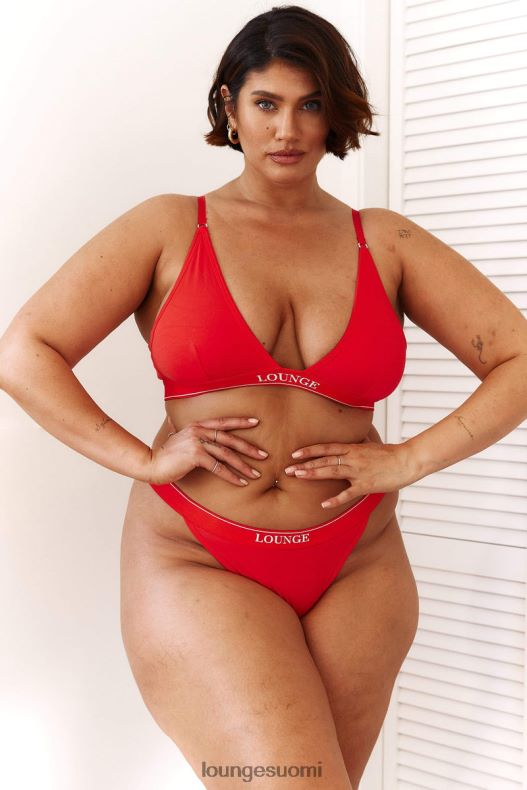 Lounge bambu minikolmio rintaliivit & stringit/housut setti punainen alusvaatteet naiset D46R26211