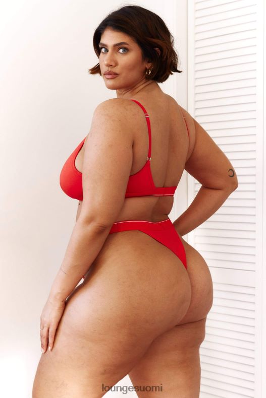 Lounge bambu minikolmio rintaliivit & stringit/housut setti punainen alusvaatteet naiset D46R26211