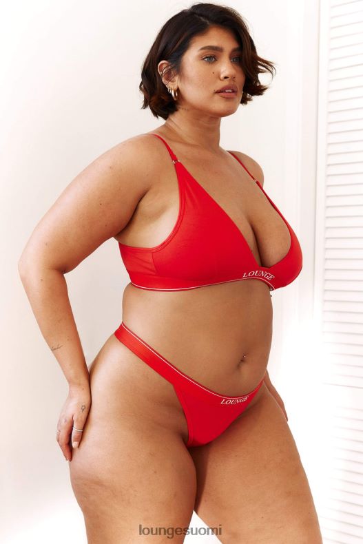 Lounge bambu minikolmio rintaliivit & stringit/housut setti punainen alusvaatteet naiset D46R26211