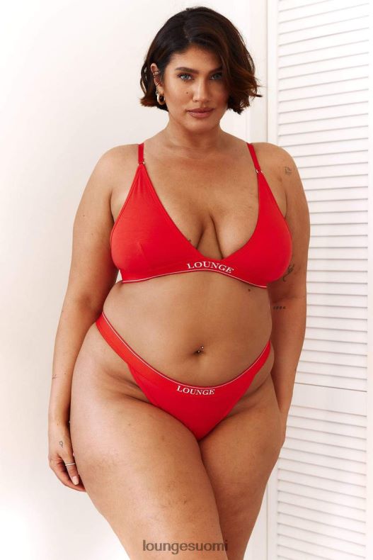 Lounge bambu minikolmio rintaliivit & stringit/housut setti punainen alusvaatteet naiset D46R26211
