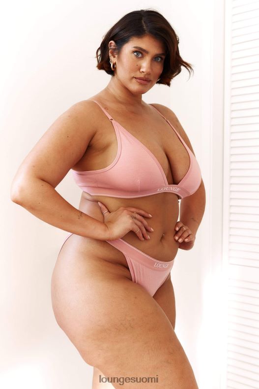 Lounge bambu minikolmio rintaliivit & stringit/housut setti vaaleanpunainen alusvaatteet naiset D46R26206