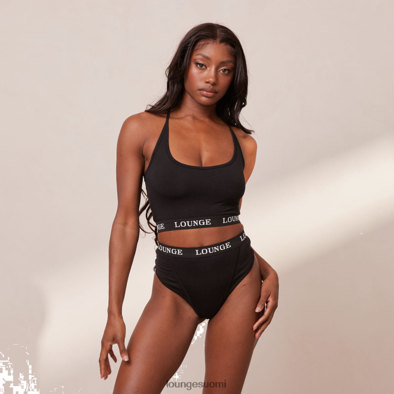 Lounge bambusta valmistettu perusranneke & stringit/housut musta alusvaatteet naiset D46R26193