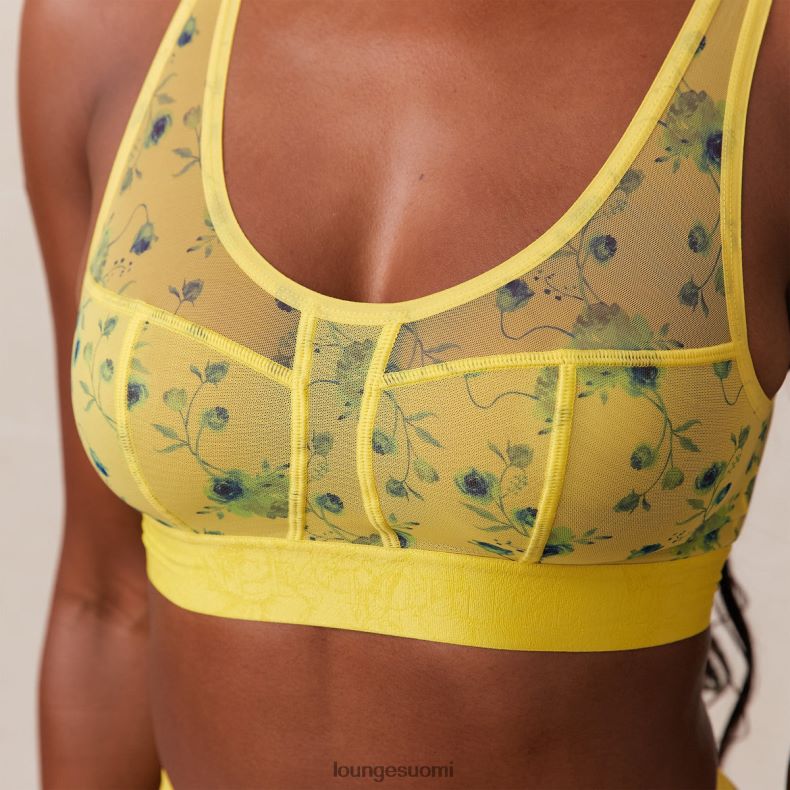 Lounge kukkaverkkoinen bralette & stringit keltainen alusvaatteet naiset D46R26229