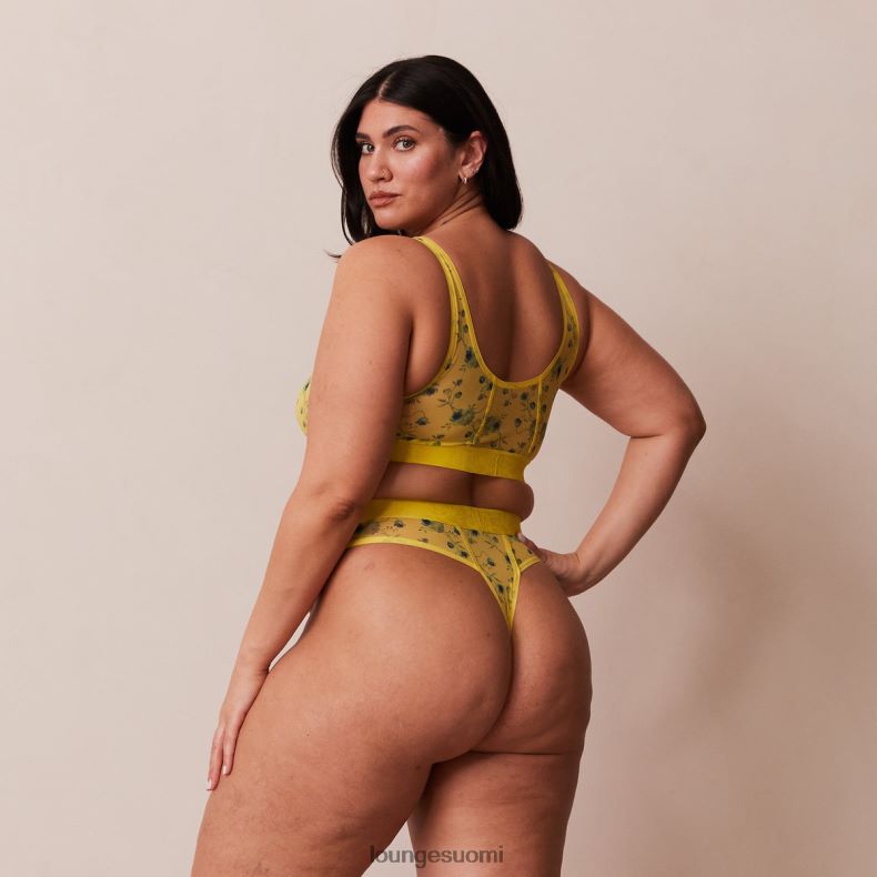 Lounge kukkaverkkoinen bralette & stringit keltainen alusvaatteet naiset D46R26229