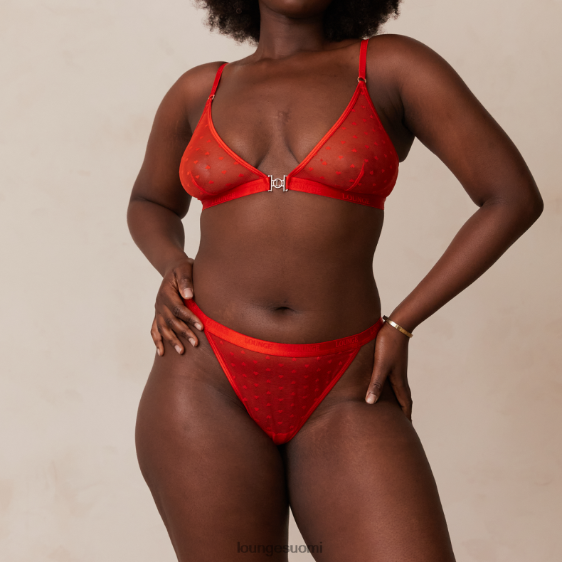 Lounge love heart mesh kolmiorintaliivit & stringit/housutsetti punainen alusvaatteet naiset D46R26200