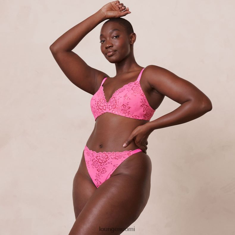 Lounge pitsiset taikarintaliivit & stringit kuuma pinkki alusvaatteet naiset D46R26215