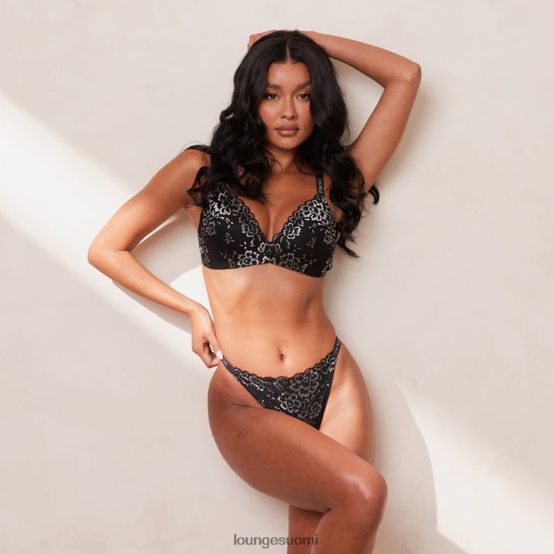Lounge pitsiset taikarintaliivit & stringit musta alusvaatteet naiset D46R26201