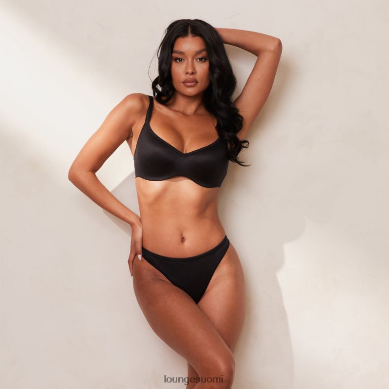 Lounge Tyylikäs mindful-rintaliivit & stringit/housut musta alusvaatteet naiset D46R2643