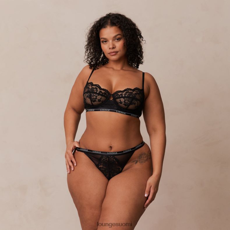 Lounge blossom parveke rintaliivit & stringit musta alusvaatteet naiset D46R263