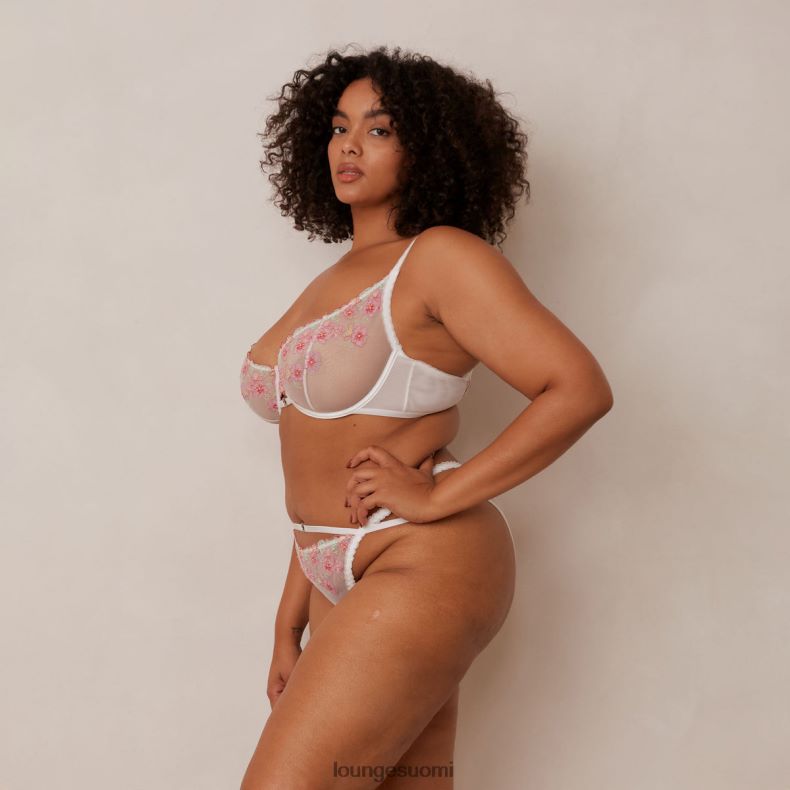 Lounge ditsy brodeeratut parvekeliivit ja g-string/housut valkoinen alusvaatteet naiset D46R2695