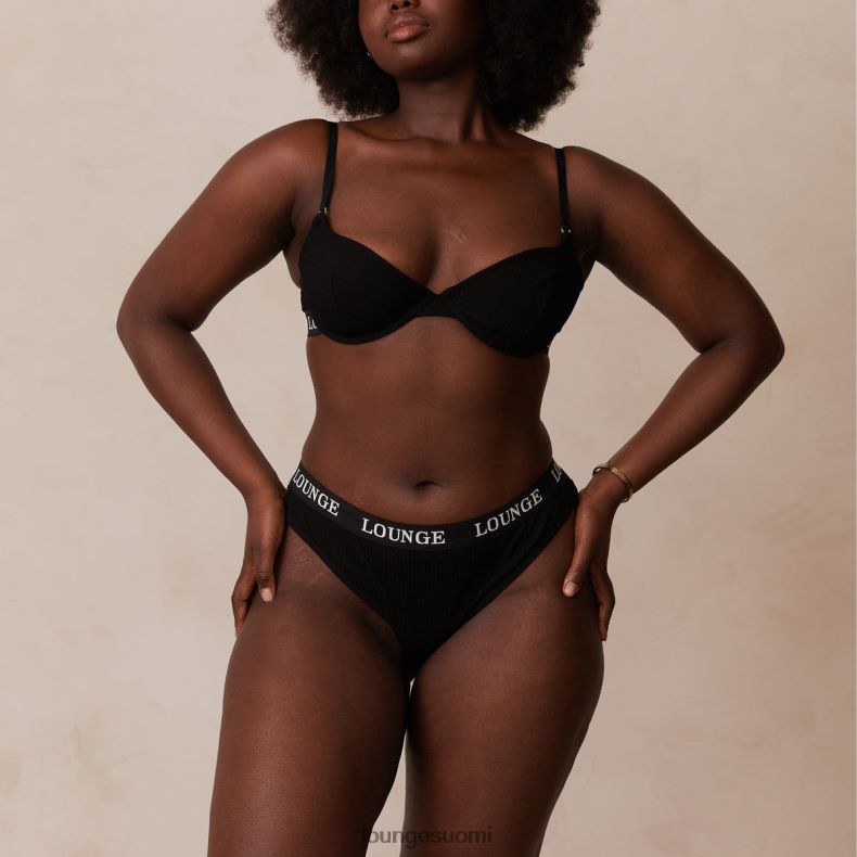 Lounge erittäin mukavat resorit t-paitarintaliivit & stringit musta alusvaatteet naiset D46R2664