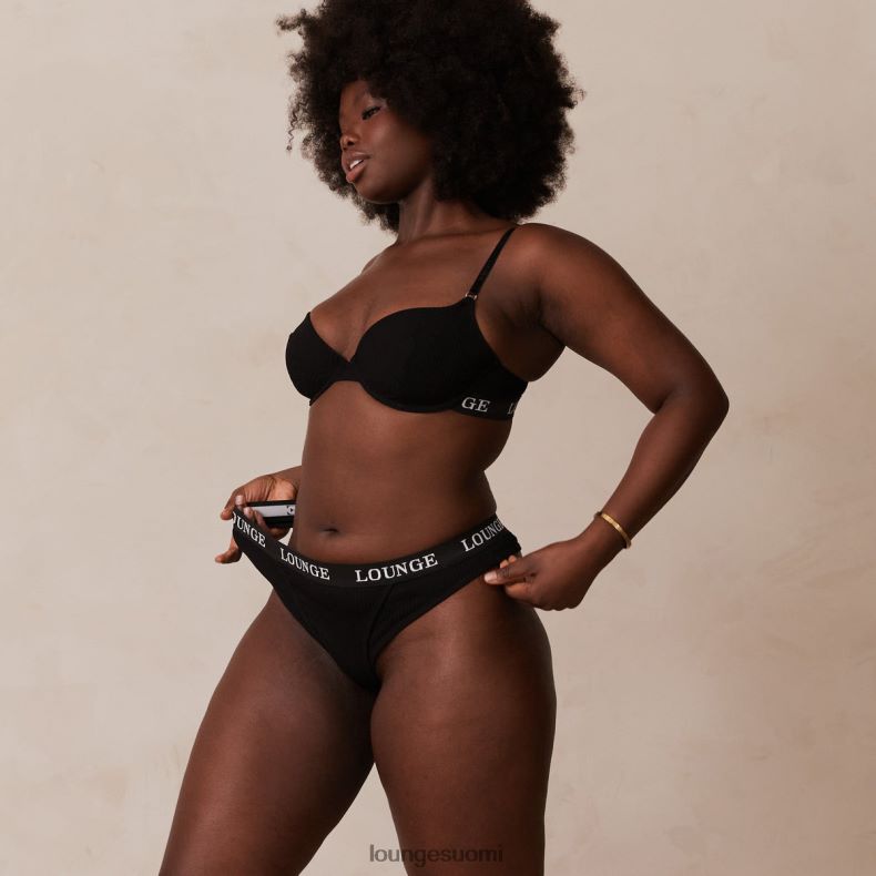 Lounge erittäin mukavat resorit t-paitarintaliivit & stringit musta alusvaatteet naiset D46R2664
