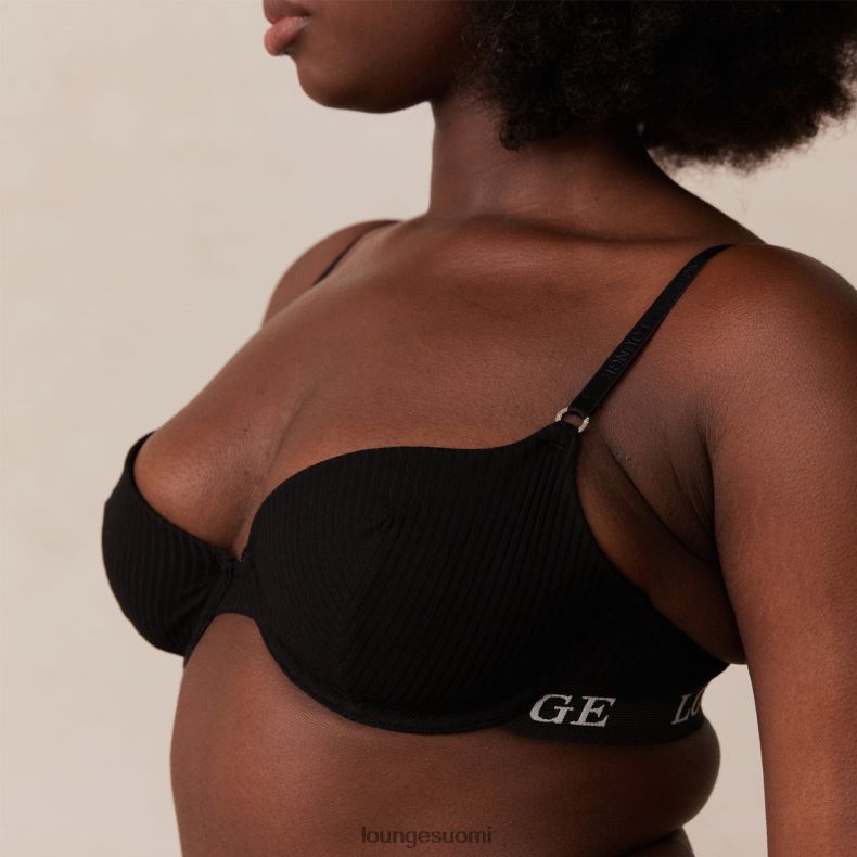 Lounge erittäin mukavat resorit t-paitarintaliivit & stringit musta alusvaatteet naiset D46R2664