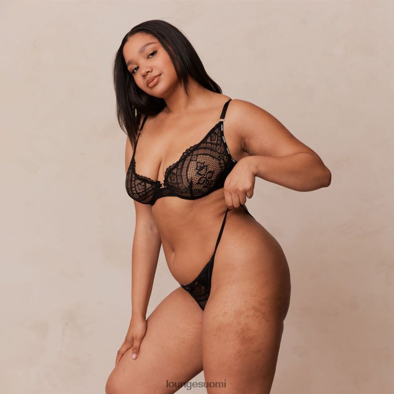 Lounge hurmaavat parvekeliivit & stringit/housutsetti musta alusvaatteet naiset D46R2616