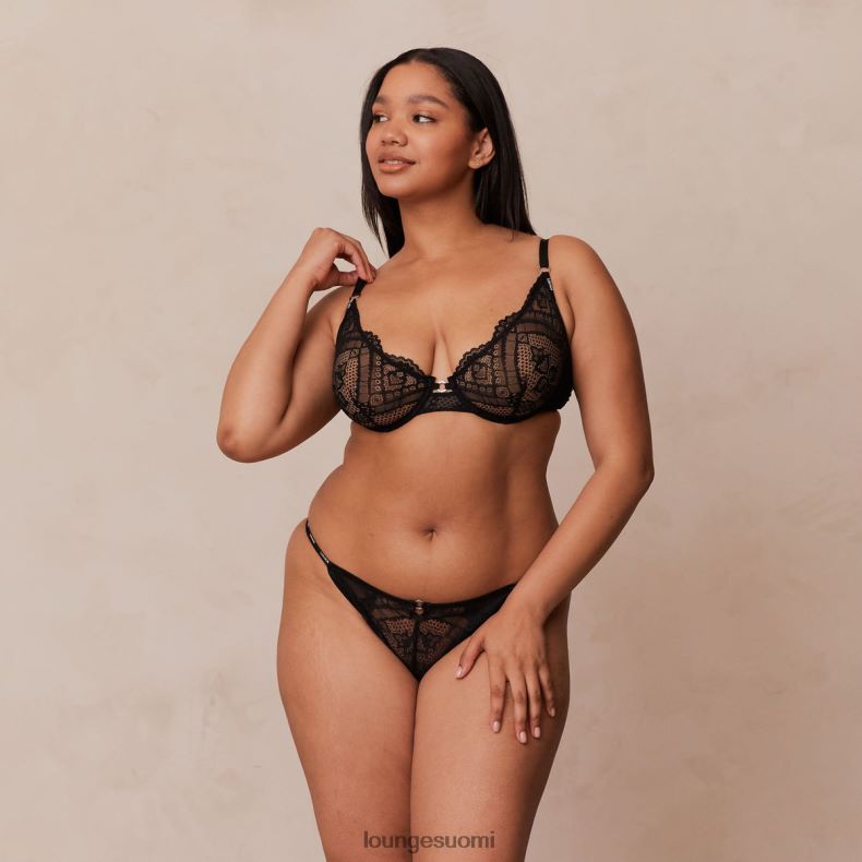 Lounge hurmaavat parvekeliivit & stringit/housutsetti musta alusvaatteet naiset D46R2616