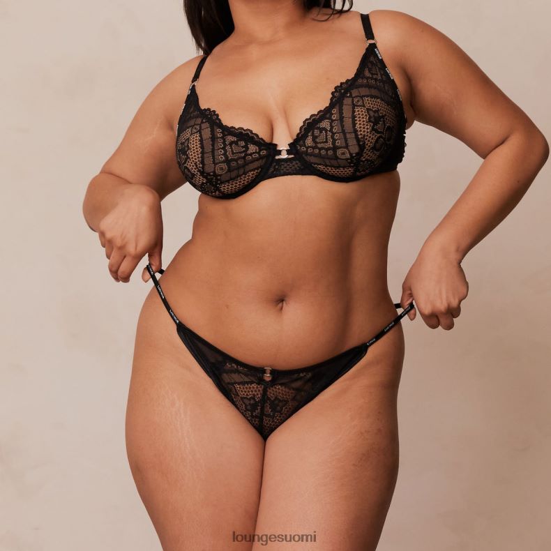 Lounge hurmaavat parvekeliivit & stringit/housutsetti musta alusvaatteet naiset D46R2616