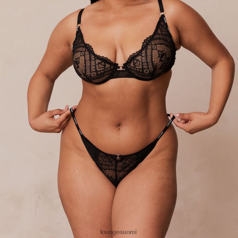 Lounge hurmaavat parvekeliivit & stringit/housutsetti musta alusvaatteet naiset D46R2616