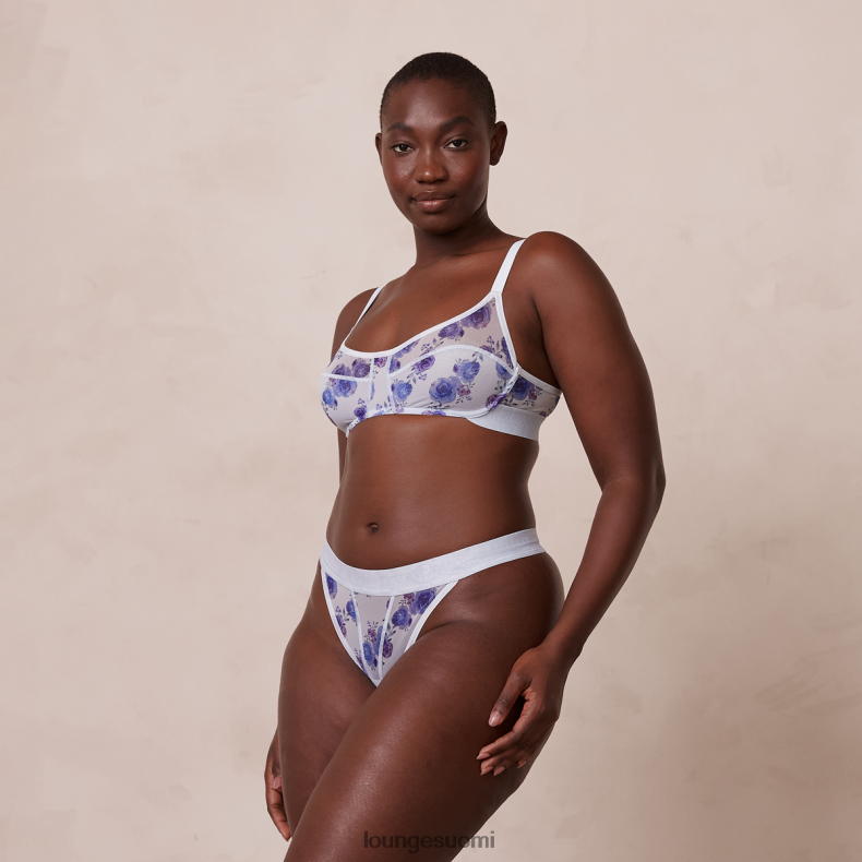 Lounge kukka verkkorintaliivit & stringit sininen alusvaatteet naiset D46R2685