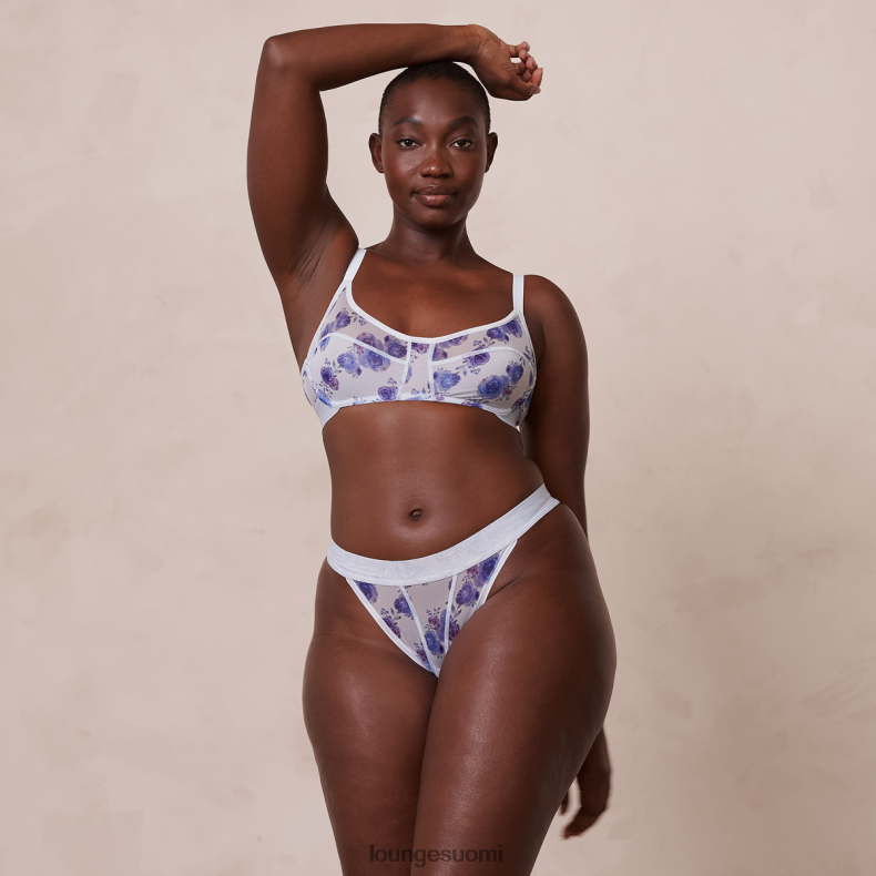 Lounge kukka verkkorintaliivit & stringit sininen alusvaatteet naiset D46R2685