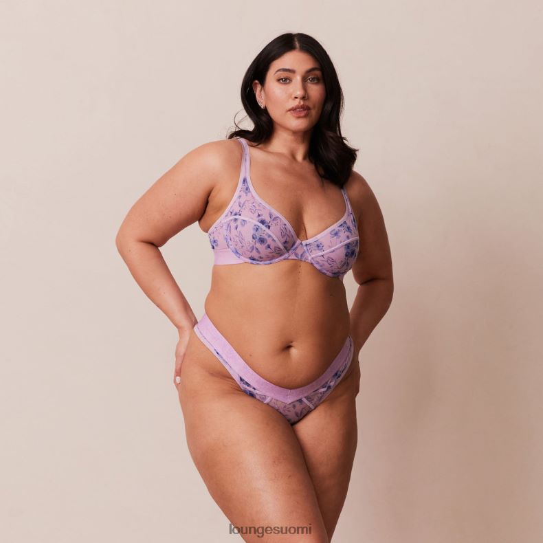 Lounge kukkaverkkoinen parvekerintaliivit & stringit liila alusvaatteet naiset D46R26120