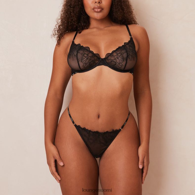 Lounge kuvitus parvekeliivit & stringit/housutsetti musta alusvaatteet naiset D46R2617
