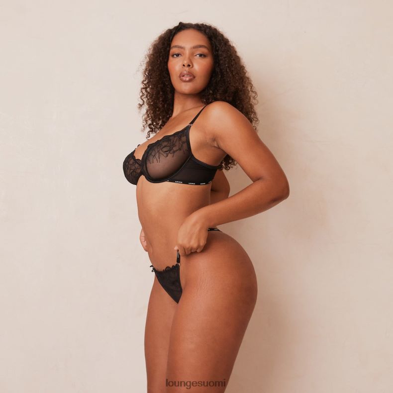 Lounge kuvitus parvekeliivit & stringit/housutsetti musta alusvaatteet naiset D46R2617