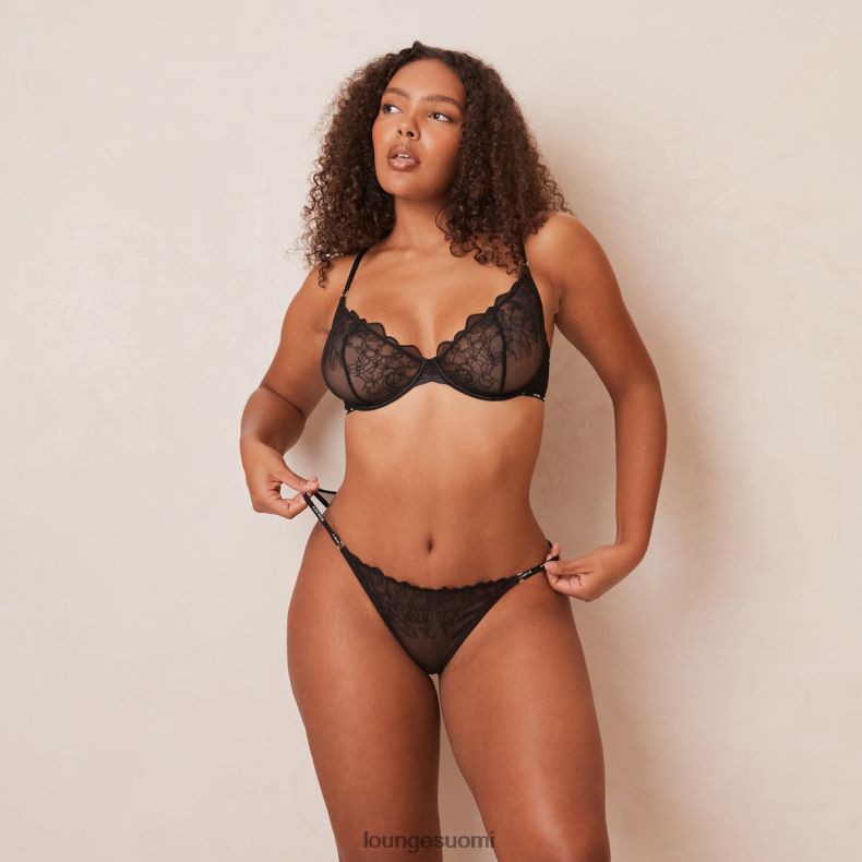 Lounge kuvitus parvekeliivit & stringit/housutsetti musta alusvaatteet naiset D46R2617