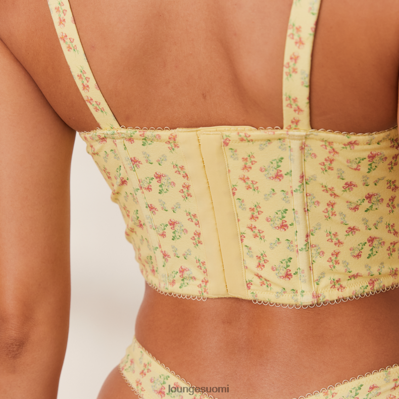 Lounge makeat pitkäsiimarintaliivit & g-stringsetti sitruuna kukkainen alusvaatteet naiset D46R26139