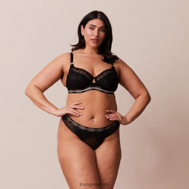 Lounge muodikkaat parvekeliivit & stringit/housutsetti musta alusvaatteet naiset D46R2669
