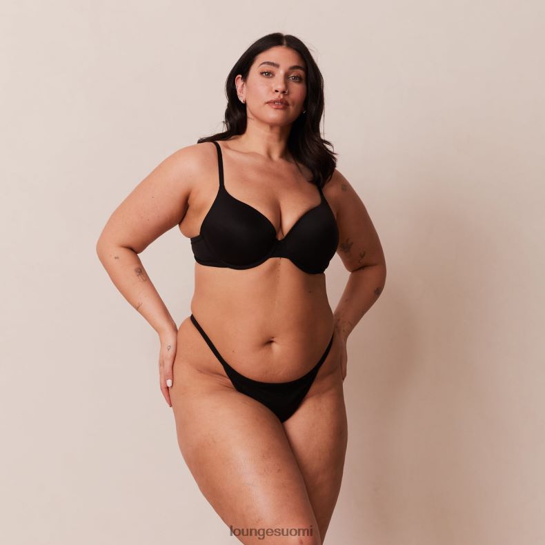 Lounge muotoiltu push-up t-paitarintaliivit ja g-string/housut musta alusvaatteet naiset D46R26115